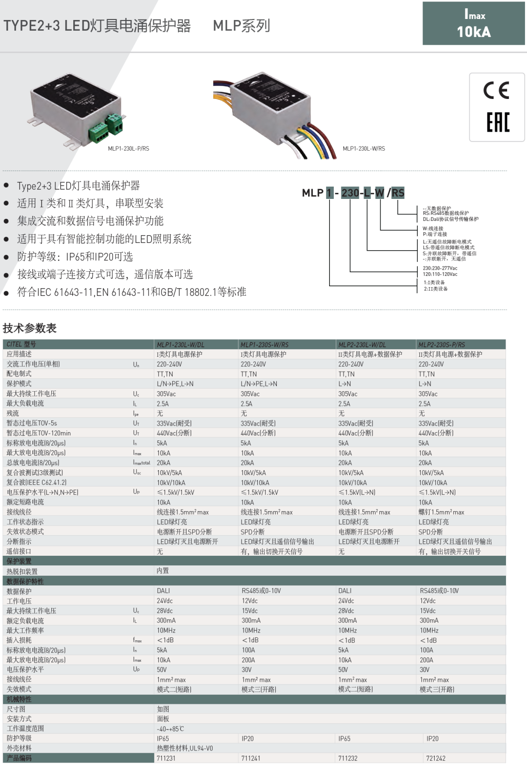 MLP1-230L-W/DL，MLP1-230S-W/RS，MLP2-230L-W/DL，MLP2-230S-P/RS