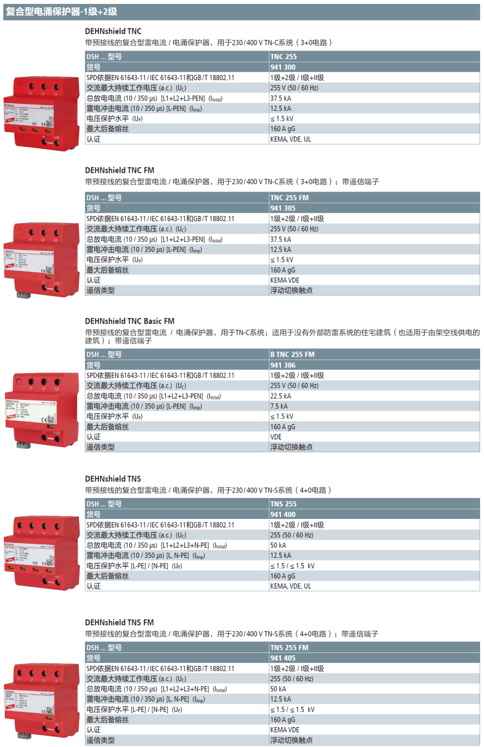 DSH TNS 255 FM DEHN复合型三相电涌保护器：高效防护与紧凑设计的完美结合