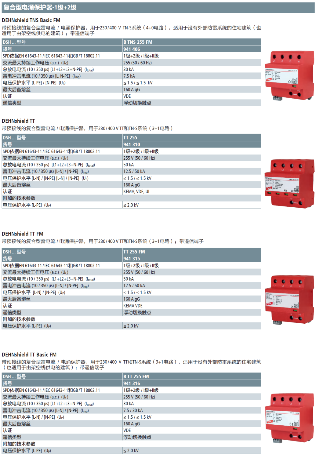 DSH B TNS 255 FM(941 406)，DSH TT 255(941 310)，DSH TT 255 FM(941 315)，DSH B TT 255 FM(941 316)