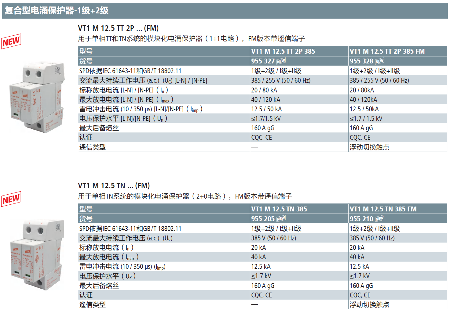 VT1 M 12.5 TN 385(955 205)，VT1 M 12.5 TN 385 FM(955 210)，VT1 M 12.5 TT 2P 385(955 327)，VT1 M 12.5 TT 2P 385 FM(955 328)