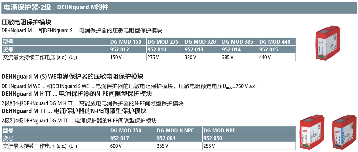 DG MOD 150(952 012)，DG MOD 275(952 010)，DG MOD 320(952 013)，DG MOD 385(952 014)，DG MOD 750(952 017)，DG MOD H NPE(952 081)，DG MOD NPE(952 050)