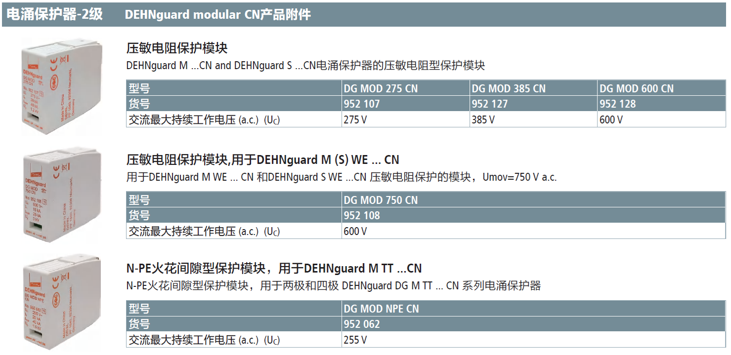 DG MOD 385 CN DEHN压敏电阻型电涌保护器模块：工业级电涌防护的可靠选择