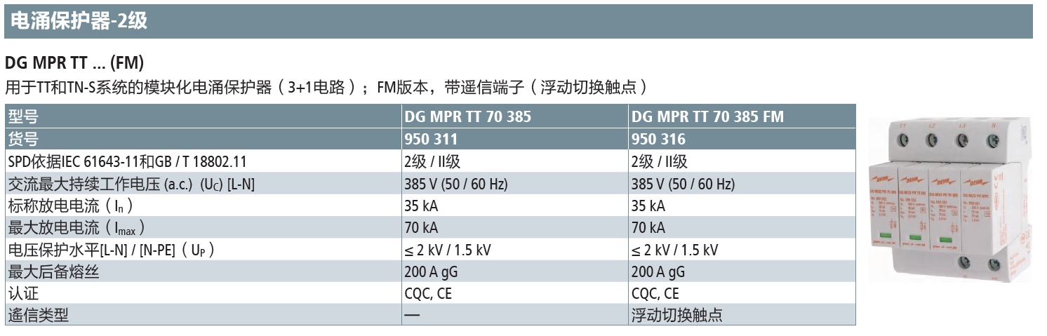 DG MPR TT 70 385 FM DEHN模块化电涌保护器：?高效防护，稳定可靠