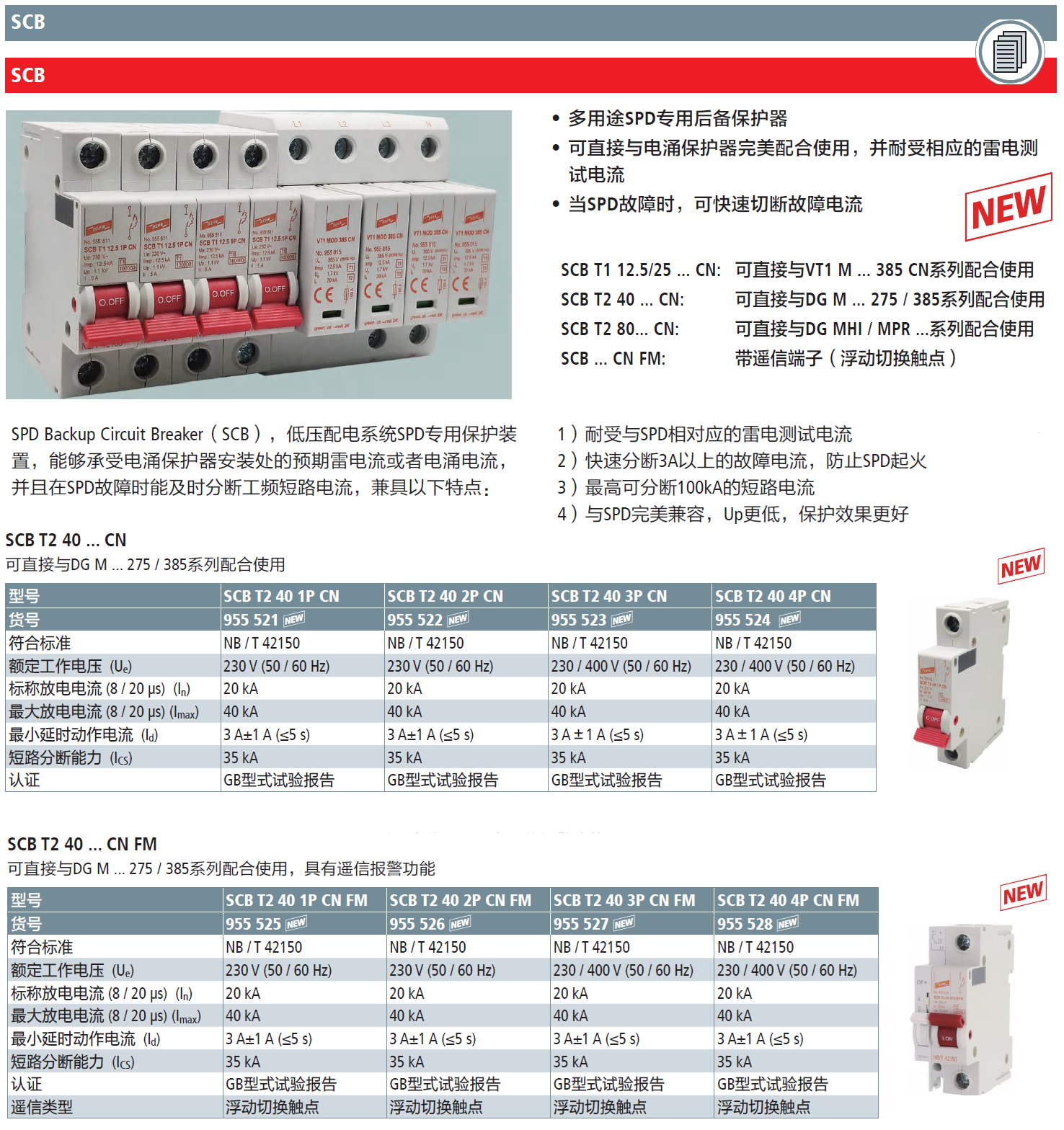 SCB T2 40 4P CN FM DEHN浪涌后备保护器：工业级雷电防护的可靠之选