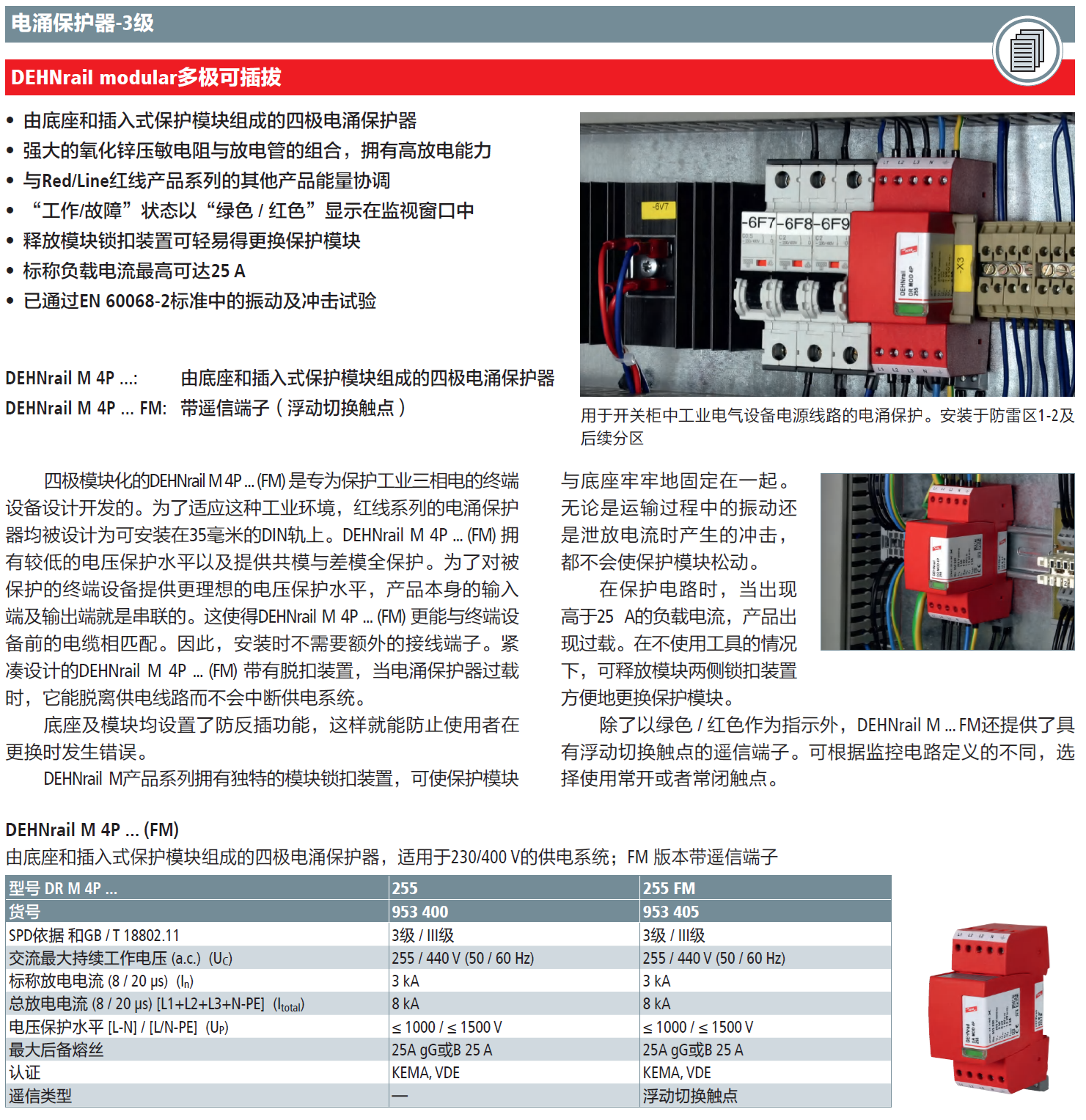 DR M 4P 255 FM DEHN三相电涌保护器：工业级三相防护方案