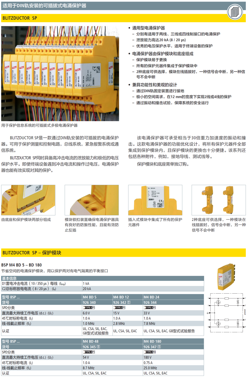 BSP M4 BD 5(926 340)，BSP M4 BD 12(926 342)，BSP M4 BD 24(926 344)，BSP M4 BD 48(926 345)，BSP M4 BD 180(926 347)